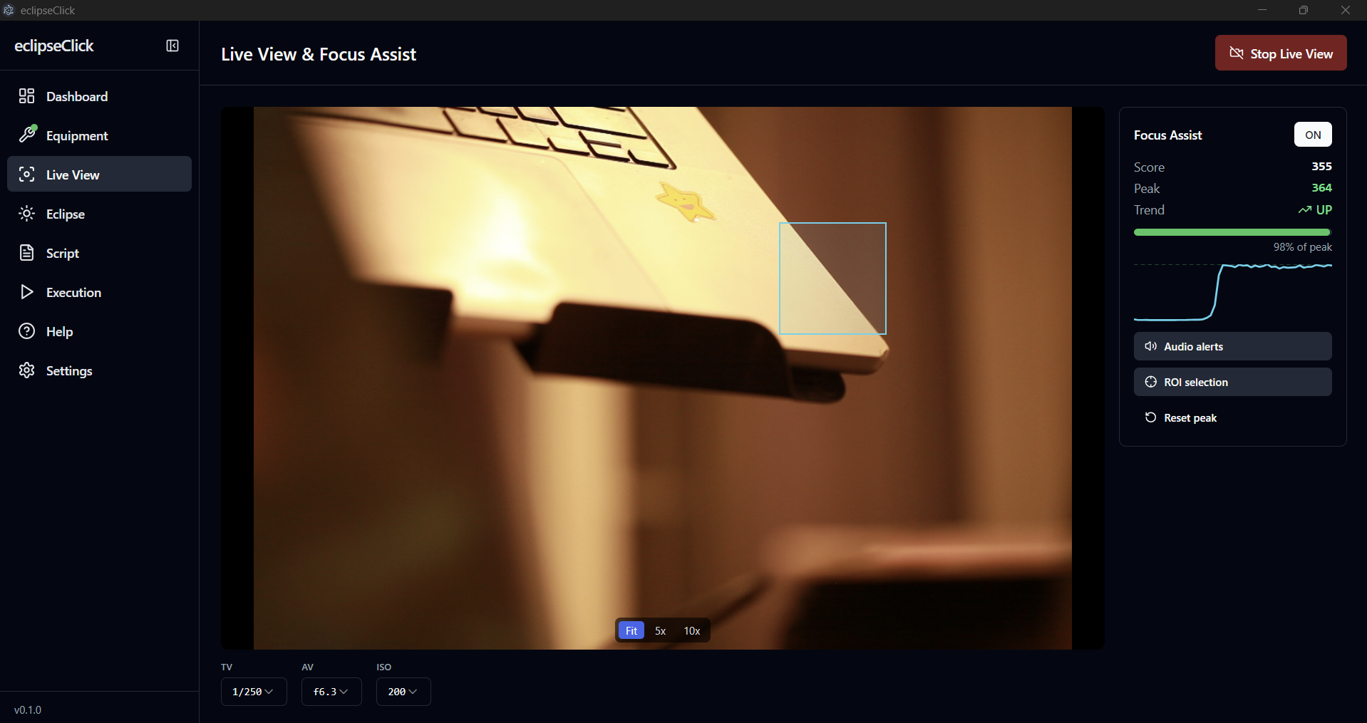 Live view with focus assist